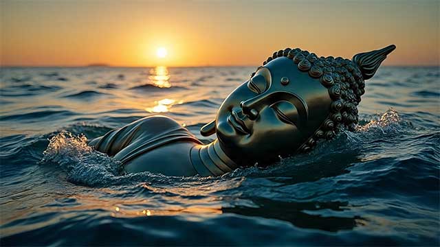 Tượng Phật trôi trên biển